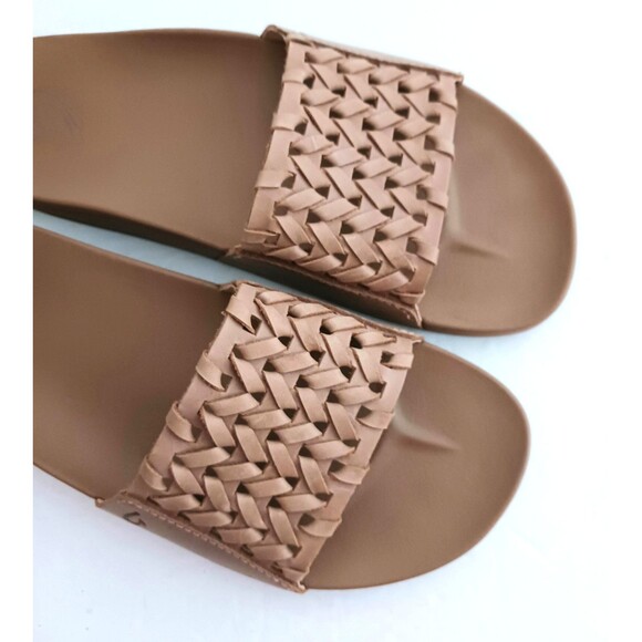 NEW Olukai Kamola Slide Sandal Tan Woven Leather Molded Footbed US 8 EU 38 - Picture 10 of 10